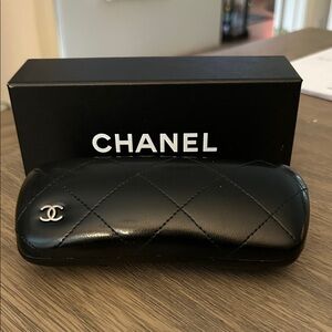 CHANEL Black Quilted Glasses Case